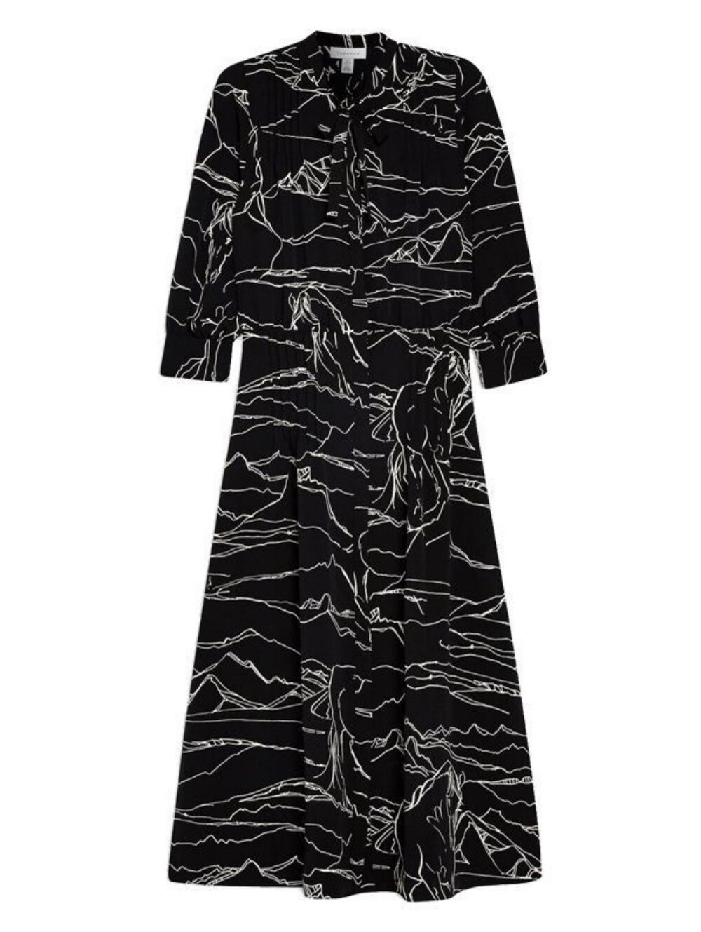 Top Shop Horse Print Midi Shirt Dress In Black White Abstract Print Midi Size 8